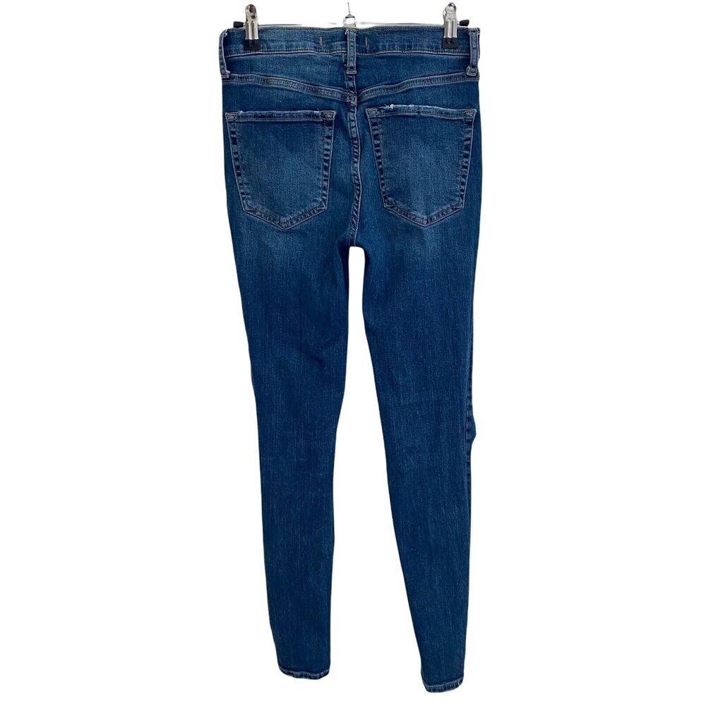 Free People 27 Skinny Jeans Distressed Medium Blue Denim Holes Stretch - Picture 6 of 10